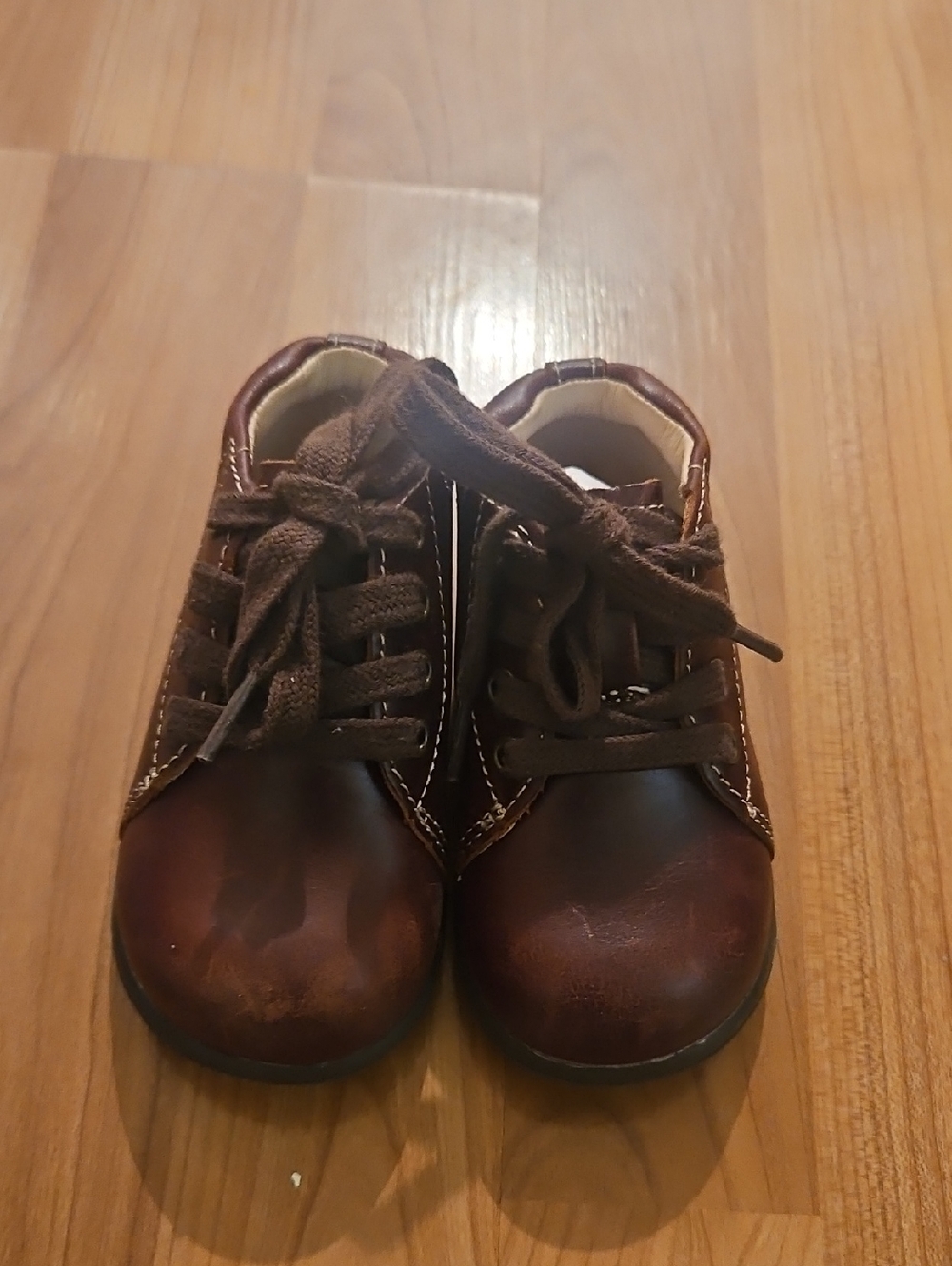 Brown Leather Lace-Up Little Walkers